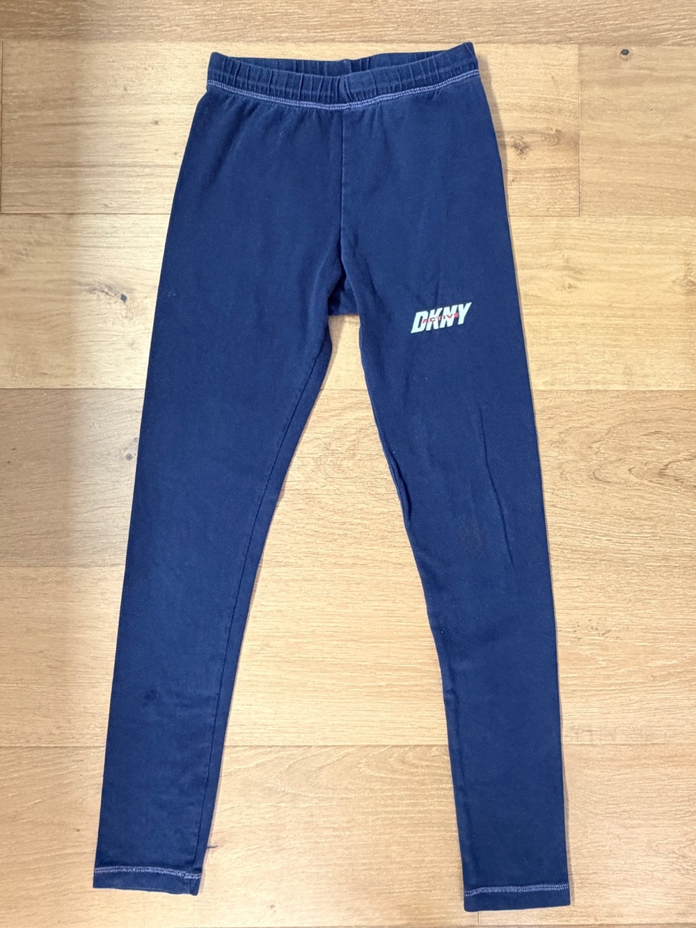 VTG 90s DKNY Leggings Navy Blue Logo Cotton Women's Small Ankle Activewear Retro
